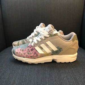 Adidas floral tennis shoes—ZX Flux, size 6